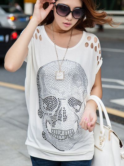 Skull Design White Loose T Shirt Sz1y86iohaff5dju0rwzh Q80zvuww4yl